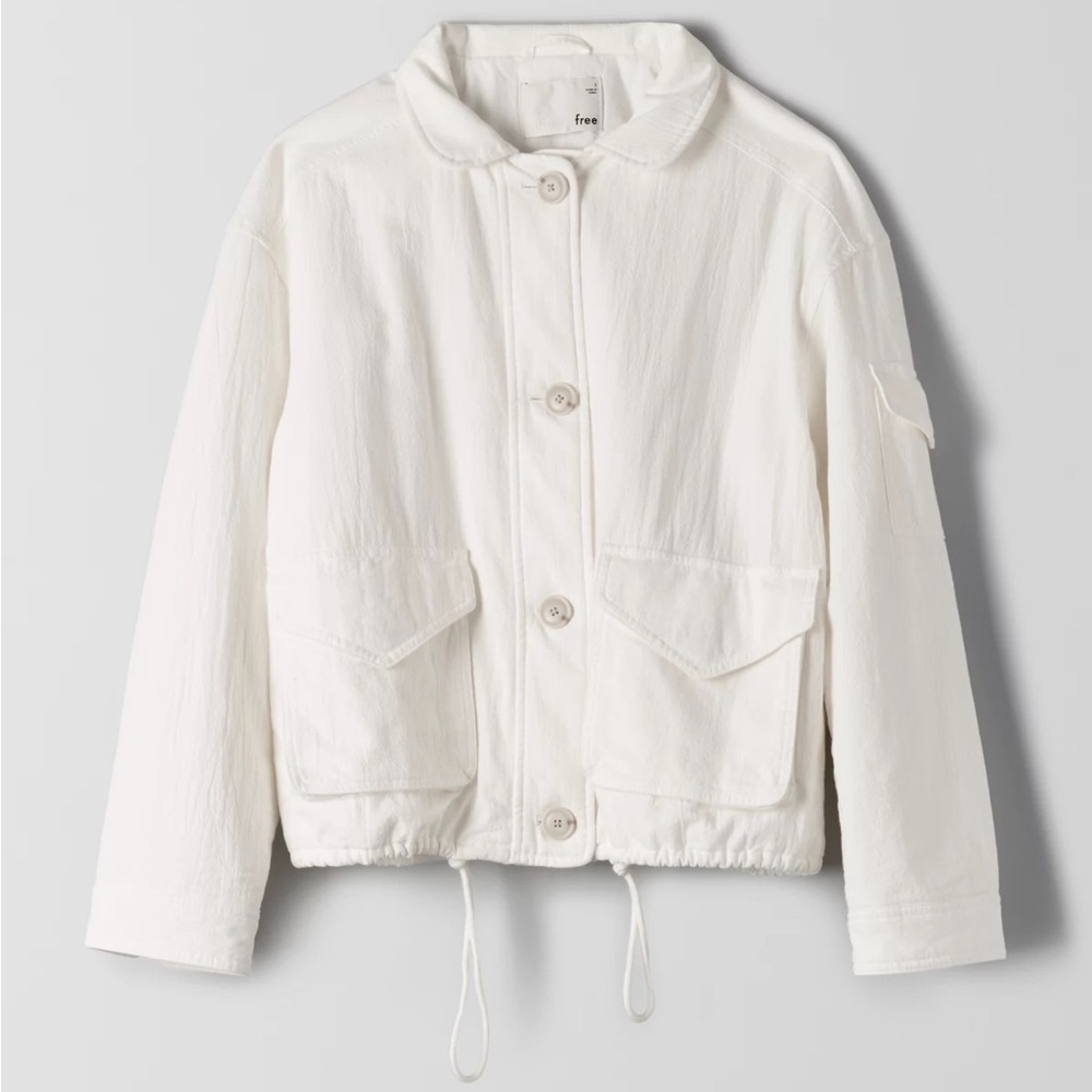 Aritzia Wilfred Free ‘Alton’s’ Jacket: White, button up, boxy, cargo pocket XXS
